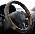 Leather Steering Wheel Cover 15 1/2-16 inch Universal Padded Soft Grip Breathable for Car Truck SUV Jeep Anti Slip Brown