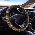 Aztec Highland Cow Sunflower Leopard Print Auto Car Steering Wheel Cover for Women Men, Universal 15 Inch Soft Elastic Anti-Slip Easy to Install Car Accessories