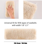 Authentic Sheepskin Seatbelt Cover Real Wool Car Truck SUV Airplane Seat Belt Shoulder Pad for Carmera Backpack Straps Neck Cushion Protector 2 Pack Beige