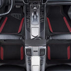Waterproof Universal Fit Car Floor Mats, Car Mats Fit for SUV,Vans,sedans, Trucks,Set of 4pcs Car Carpet with Driver Heel Pad（Black and Burgundy）