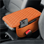 carleef Arm Rest Cover for Car,Leather+Memory Foam Center Console Cover with Storage Bags,Universal Middle Console Cover Car Accessories Interior for Most Cars Center Consoles (Orange)