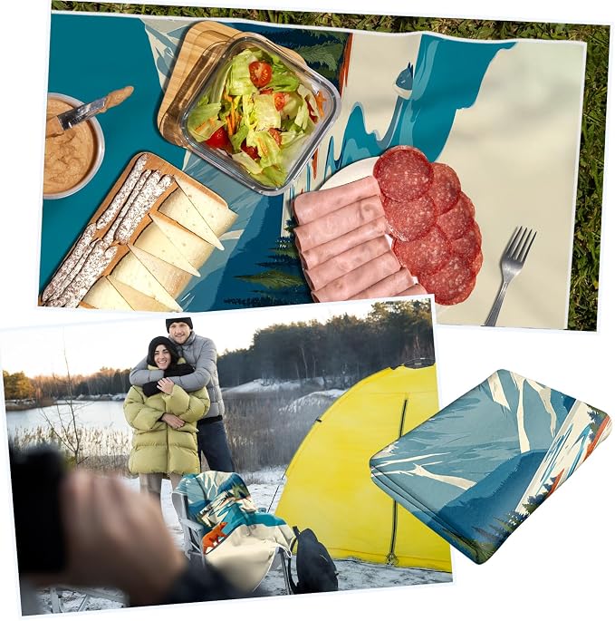 2 Pack Car Towels Seat Cover with Storage Bag, Multifunctional Microfiber Towel for Gym Outdoor Sport Running,Picnic, Beach, Pet Dog Travel,Fits Car SUV Truck (Snow Moutain)