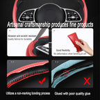 2Pc Carbon Fiber Steering Wheel Cover Universal Fit 99% Cars | Non-slip soft grip, easy to wipe clean, quick to install, perfect for daily commutes and road trips, Red