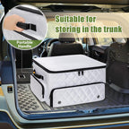 2 Layer Golf Trunk Organizer, Golf Car Storage Organizer with Individual Ventilated Compartment for 2 Pairs Shoes, Golf Car Locker for Balls, Clothes, Tees, Gloves, Accessories (White)