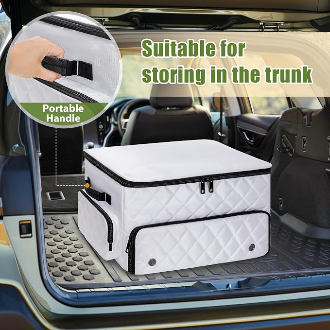 2 Layer Golf Trunk Organizer, Golf Car Storage Organizer with Individual Ventilated Compartment for 2 Pairs Shoes, Golf Car Locker for Balls, Clothes, Tees, Gloves, Accessories (White)