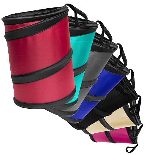 Automotive Waterproof Portable Collapsible Small Trash Can Garbage Container fits Most Cars,Polyethylene, SUVs, and Trucks Gray