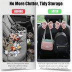 2 Pack Cute Bow Car Seat Headrest Hooks, Purse Hook for Car, Car Purse Hanger for Bags, Backseat Storage Organizer, Universal Vehicle Hooks for Women, Sedan SUV Truck, Pink
