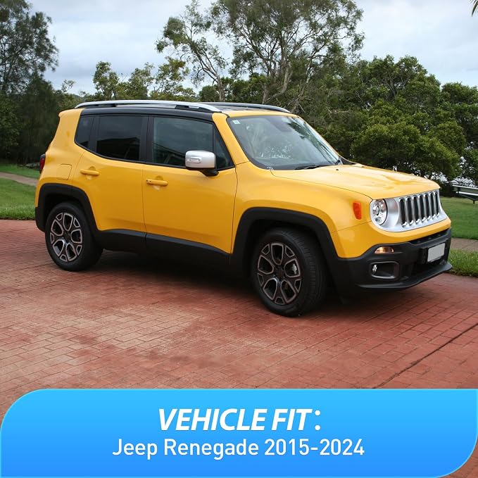 Window Rain Guards for Jeep Renegade 2015 2016 2017 2018 2019 2020 2021 2022 2023 2024, Window Wind Deflectors Vent Visors, Tape on-4PCS