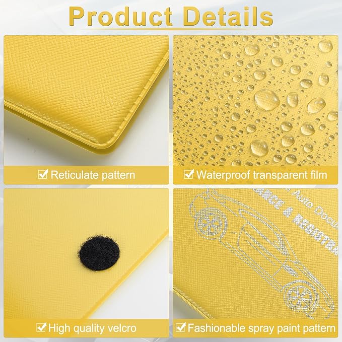 Car Organizer, 2-Pack Glove Box Documents Holder, Yellow, Waterproof, Classic Style, Space Theme, Unisex-Adults, Vehicle Owners, Drivers