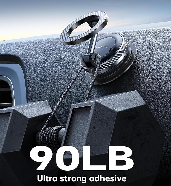 【Newest Vacuum Magnetic Phone Holder for Car Phone Holder Mount【Movable Vacuum Suction】Magsafe Car Mount Cell Phone Holders for Your Car Accessories for Women Men for iPhone 17 16-Carbon Fiber