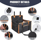 Dog Car Seat for Medium Small Dogs, Pet Car Seat with Adjustable Safety Belt & Storage Pockets, Breathable Waterproof Pet Car Seats Cover, Small Dog Seats for Dogs Under 30lbs (Medium, Orange)