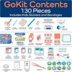 KeepGoing Travel First Aid Kit for Kids – 130 Pc. for Car, Home, Purse, Diaper Bag & Backpack with Latex-Free Bandages - Mini First Aid Kit Travel Size TSA-Approved
