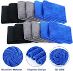 30 Pcs16 x 16 Inch Edgeless Microfiber Plush Towels for Cars Detailing Drying Wash Polishing Absorbent Cleaning Cloths, 500 GSM (Navy Blue, Gray, Black)