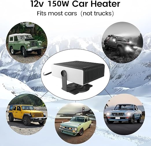 12v Car Heater, Portable Car Heater and Defroster That Plugs into Cigarette Lighter,Windshield Defogger,360°Rotary Defroster 2-in-1 Heater&Cooling Fan (Square)