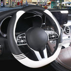 Cute Steering Wheel Cover D Shape for Women Men Breathable Universal 15 inch,Black and White