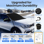 Snow Cover for car Windshield,[Heavy Winter Protection] Anti Snow, Ice, Frost and Water, [Military-Grade Protection] Universal Fit for Large Cars,Pick-up and Trucks-XL