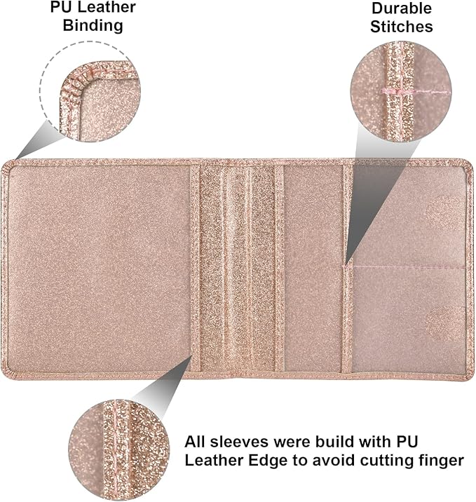 Car Registration and Insurance Holder, Vehicle Glove Box Car Organizer Men Women Wallet Accessories Case for Cards, Essential Document, Driver License, Bling Rose Gold