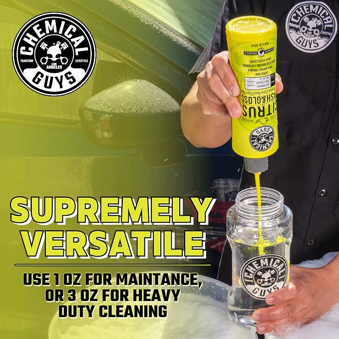 Citrus Wash & Gloss Foaming Car Wash Soap - High Suds Formula Foam Cannon Soap for Foam Blasters, or Bucket Washes - Safe on Paint, Clear Coat, and Wax, Citrus Scent - 16 oz