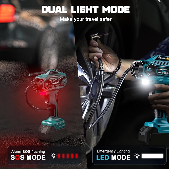 Tire Inflator Air Compressor Compatible with Makita 18V Battery, 160 PSI Cordless Portable Electric Air Pump 2026 Bigger LCD Digital Pressure Gauge for Car, Bike, Sport Ball (Tool Only)