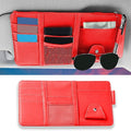 1 Pack Car Sun Visor Organizer, Sunglasses Holder for Car Sun Visor, Auto Interior Accessories Pocket Organizers Can Store for Sunglasses, Documents, Cards, Pen, Drivers License (Red)