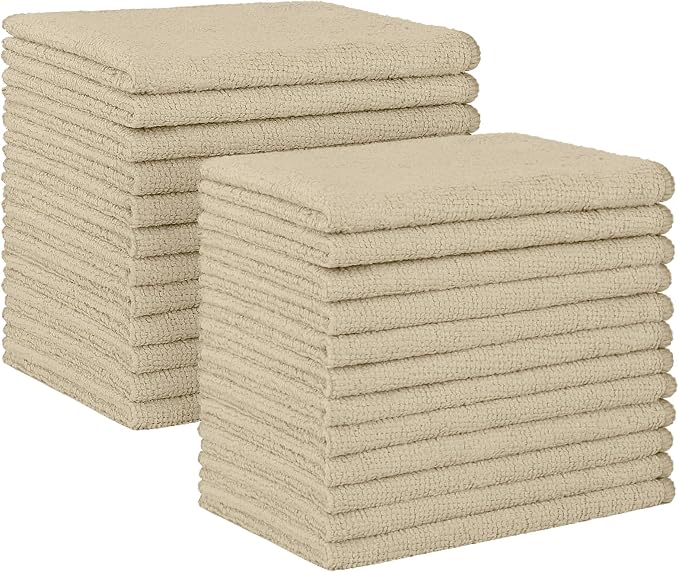Brown Microfiber Cleaning Cloth, 24 Pack Absorbent Cleaning Rags, Lint-Free, Streak-Free Cleaning Towels for Car Kitchen House, 12"X11"