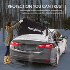 Rear Windshield Cover for Ice and Snow, for Sedans - Rear Window Cover to Reduce Scraping, with Elastic to Conform to Vehicle's Shape - Secure Hooks for A Tight Fit - Black, 50 x 32 Inches