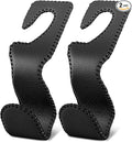 Headrest Hooks for Car, Car Purse Hook Holder,2 PCS Leather Purse Holder for Car,Car Back Seat Headrest Hanger Vehicle Black Leather Storage