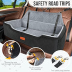 HEGGCOOE Large Dog Car Seat Under 100 lbs, Washable Dog Car Bed for 2 Medium Dogs, Detachable Pet Booster Seat with Storage Pocket and Seat Belt for Back Seat Dog Travel Bed