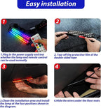 RGB-IC Car LED Interior Strip Lights with Remote Control, Dream Color APP Control Car Inside Ambient Lighting, Multicolor USB Footwell Under Dash Neon Light Kits for Cars,SUVs,ATV,Truck, DC5V
