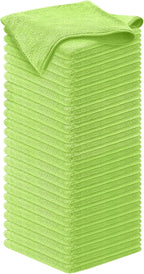 Microfiber Cleaning Cloth Light Green - 50 Pcs 12.5"x12.5" - High Performance - 1200 Washes, Ultra Absorbent Towels Weave Grime & Liquid for Streak-Free Mirror Shine - Car Washing Cloth
