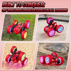 Remote Control Car for Kids Ages 6-12, 4WD RC Stunt Car with LED Lights & 360° Flips, 2.4GHz Fast Electric Toy Vehicle, Upgraded Battery, Birthday for Boys Ages 8-10