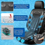 Instant Cooling Car Seat Cover Front Seat with Vibration | Ventilated Car Seat Cushion, Anti Sweat Cooling Pad, 5 Quiet Turbo Fans, For Cars SUV Truck, Hot Summer Driving