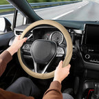 Steering Wheel Cover 14.5-15 inch (37-39 cm) Medium Size, Microfiber Leather, Non-Slip Comfortable Grip, Fits Cars Trucks SUVs, Beige