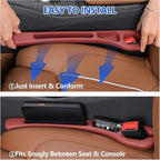 Car Seat Gap Filler Organizer 2Pcs,Car Accessories with Safety Hammer,2 in 1 No Drop Seat Guard with Storage Slot for Phone,Keys,Universal Interior Gap Filler for Cars SUV Truck,Red