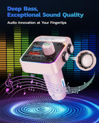 54W Bluetooth 5.3 Car Adapter with 4 Charging Ports [PD 36W & QC3.0 18W], Wireless Radio FM Transmitter with Deep Bass Player & 5 Colors LED Backlit, Hands-Free Calling - Pink