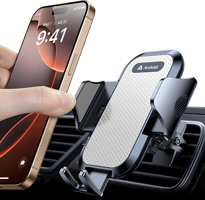 Phone Holders for Your Car - Air Vent Phone Mount, Ultra-Stable Metal Clip with Anti-Shake & 360° Rotation, Universal Car Mount Fit iPhone 17/16/15/14/13/12 Pro Max/Android/Samsung Gary