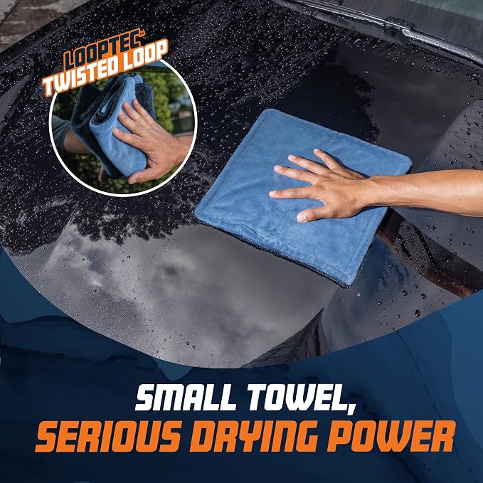 Little Megalodon Multi Purpose Microfiber Towel (2 Pack) 13.7 x 13.7 Inch – Ultra Plush Detailing Towels for Car Wash, Drying, Interior Cleaning, Glass, Dusting & Polishing