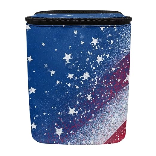 American Flag Star Print Car Trash Can with Lid, 4th of July Leak Proof Auto Trash Bag Hanging Vehicle Garbage Can Multipurpose Storage Container for Back Seat Road Trip