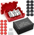 500A Marine Bus Bar Heavy Duty Power Distribution Block, Battery Busbar, Waterproof Automotive Buss Bar with 4X 5/16" (M8) +2X 3/8" (M10) Studs for Car, Boat and Solar Wiring (Black+Red)