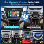 4+64G Android 13 Car Radio for Hyundai Elantra 2014 2015 2016 Stereo Replacement with Wireless Carplay Android Auto, 9'' Touch Screen Built-in Bluetooth GPS Navigation WiFi Backup Camera Mic
