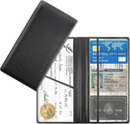 Car Registration and Insurance Holder,PU Leather Car Glove Box Organizer Car Document Holder for ID,Driver's License (Carbon Fiber Black)