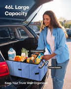 Trunk Organizer for Car - Car Organizer, Foldable Trunk organizer for SUVs & Sedans, Sturdy Organization for Car Accessories, Tools, Sundries, Blue, 2 Compartments, 23.6"×14.2"×10.6"