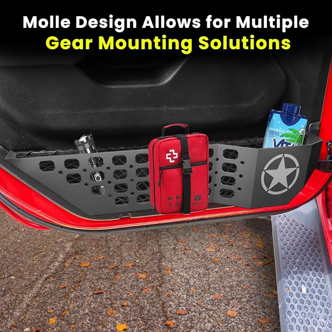 Metal Front Door Storage Box Pockets Fit for Jeep Wrangler,Door Side Insert Organizer for Jeep Wrangler JL JLU 4XE 2018-2025 & Gladiator JT 2020-2025 Interior Door Storage Expansion Accessories 2PCS