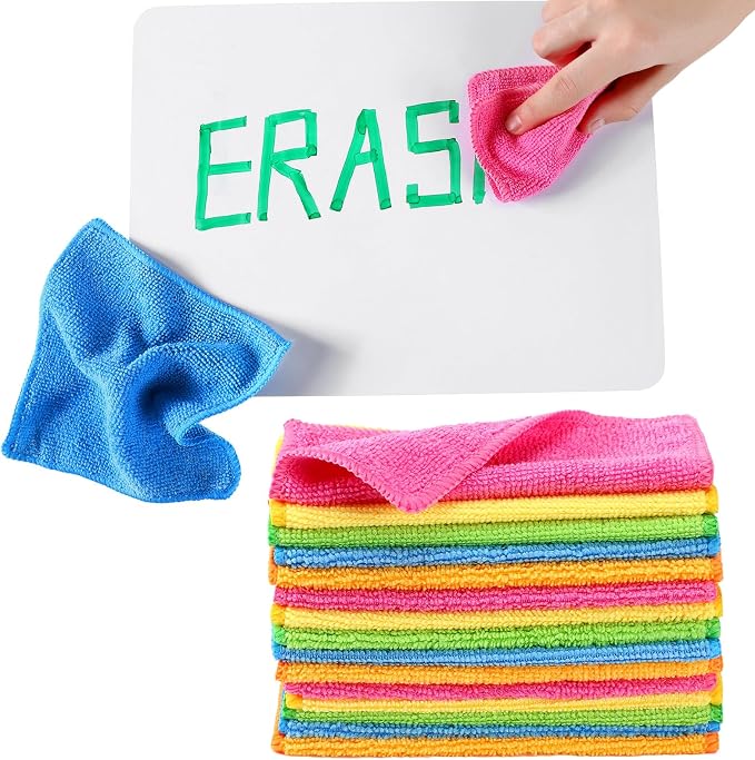 Cleaning Cloth Dry Erase Cloth Cleaning Rags Reasonable Kitchen Towels Microfiber Towels Cars Wash(6 x 6 Inch,Green/Blue/Yellow/Pink/Orange,30 Pcs)