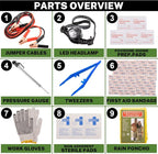 Car Roadside Emergency Kit with Battery Jumper Cables,Car Accessories for Men or Women,Automotive Safety Kit for Car,Vehicle, Truck or SUV,Gifts for Men or Him, Blue