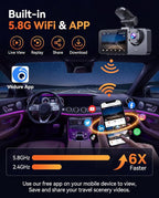 Dash Cam Front and Rear Inside, 4K Full HD 3 Channel Dash Camera for Cars, Free 32GB Card, Dashcam with 24H Parking Mode, Night Vision, G-Sensor, 170°Wide Angle, Loop Recording