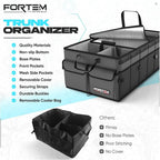 Trunk Organizer with Cooler For SUV Car Trunk, Foldable Storage, Car Accessories for Women Men, Collapsible Bag, 600D Oxford, Non Slip Bottom, Straps, Soft Cover (105L)