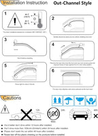 Side Window Wind Deflector fit for 1999-2006 Chevy Silverado & GMC Sierra 1500/2500/3500/2500HD and 2007 HD Classic Models, 4pc Out-Channel Tape-On Rain Guards, Dark Smoe Window Visor 94044