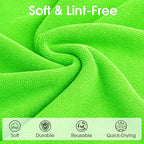 Microfiber Cleaning Cloth Roll - 100 Pack Tear Away Microfiber Paper Towels, Reusable, Washable, Scratch-Free, Kitchen Towels for Car, Home, Kitchen, Glass, Dishes (Neon Green)