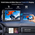 A5L 7inch Android Double DIN Car Stereo & Backup Camera, Wireless CarPlay& Android Auto Touchscreen Head Unit, WiFi/Bluetooth/USB, 2G+32G,MirrorLink, 24B-EQ DSP, FM/AM,GPS Tracking &AI Chat